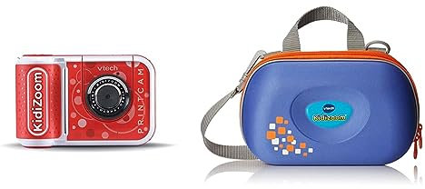 VTech - KidiZoom Print Cam Rouge, Appareil Photo Enfant à Impression Instantanée & - Sacoche Transport KidiZoom Bleue, Accessoire Appareil Photo Enfant avec Compartiments de Rangement, Bandoulière