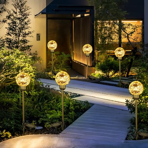 SALCAR LED Solarleuchten Gartendeko, 2 Stück Solarstecker Gartenleuchten Außen Wasserdicht, 8 Modi Solar Gartenleuchten, Gartenstecker Solarlampen für Garten Rasen Terrasse Deko, Warmweiß