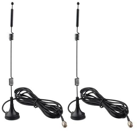 Futheda 2 Pezzi Antenna WiFi 2.4GHz 5GHz 5.8GHz 12dBi Bibanda MIMO Maschio RP-SMA Omnidirezionale con Base Magnetica Cavo Prolunga 3m per Router WiFi Telecamera IP Sicurezza Amplificata WiFi