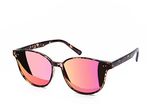 Sumato Round Cat Eye Sunglasses for Women Trendy Sunglasses Classic Vintage Designer Style UV400 Protection Mirrored Lens Tortoise