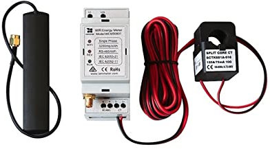 OUTFYT Bidirektionaler Einphasen-WLAN-Energiezähler, mqtt, 150 A, DIN-Schiene, Home-Assistant, openHAB, Zabbix, Solar-PV, CE, RCM, Modbus TCP/RTU Timing- und Überlastschutz