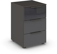 Rauch Möbel Flipp, Nachttisch, Farbe Glas Basalt/Graphit, Maße 40x61x42 cm | Nachtkommode, 3 Schubladen, mit Glasfront, Soft-Close-Funktion, für Schlafzimmer, Kinderzimmer, Jugendzimmer, Gästezimmer