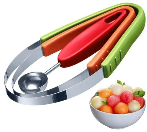 Westmark 3-teiliges Frucht-Schneider Set – Praktische Schlaufenschneider und Aushöhllöffel für Avocado, Melone, Kiwi oder andere Obst- und Gemüsesorten – Rostfreier Edelstahl
