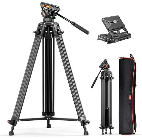 COMAN 74 Heavy Duty Video Tripod with Fluid Head – Professional Aluminium Camera Tripod, Dual-Mode Quick Release, 360° Pan & Tilt, 75mm Bowl, 190cm Height for DSLR & Camcorder