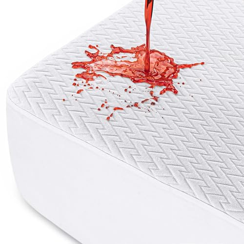 Utopia Bedding Wasserdichter Matratzenschoner (180 x 200 x 30 cm) Hochwertiges Zickzack-Design, atmungsaktiver Matratzenschoner aus weichem 3D-Gewebe, passgenauer Schnitt mit tiefen dehnbaren Taschen.