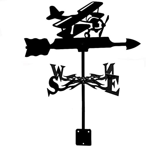 Girouette vélo cycliste girouette cygne noir outil de mesure girouette avec revêtement antirouille indicateur d'orientation en acier inoxydable for montage sur toit extérieur, voilier(Airplane)