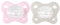 Chicco Gommotto Dual Soft, Ciuccio in Silicone 2-6 Mesi, Bicolore, Set di Gommotti con Doppia Morbidezza, Supportano la Respirazione e Favoriscono il Corretto Sviluppo della Bocca, 2 Pezzi, Bimba
