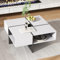 ModernLuxe Square Coffee Table with 5 Open Storage Space, Stylish High Gloss Side Table, Creative Colours and Line Patterns, Center Tables for Living Room and Office, White, 70x70x35cm