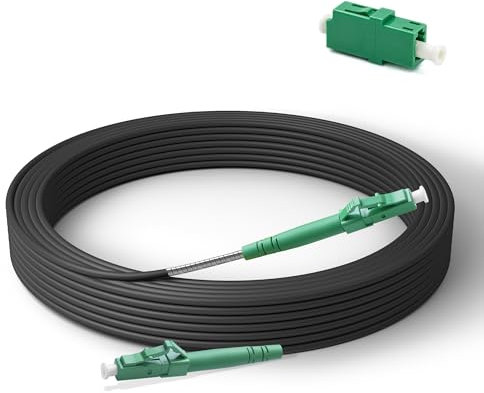Qilnyeh 10M Gepanzerte Glasfaser-Kabel LC/APC auf LC/APC, Simple Singlemode 9/125μm Patchkabel 3.0mm, mit LC APC Simplex SingleMode FTTH Glasfaseradapter