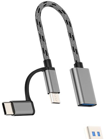 Adaptateur USB C Micro USB Mâle Vers USB Femelle(2 en 1)type C Chargeur Câble OTG 3.0 Pour IPhone 16 15 MacBook Pour IPad Transfert Données Clé USB-A Multiport Compatible Avec Samsung Audio Connecteur