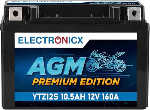 Electronicx AGM Motorradbatterie 12V 11Ah YTZ12-S – Wartungsfrei, Hohe Startleistung 160A, Vibrationsresistent – Perfekt für Tourer, Sportler, Enduro & Chopper