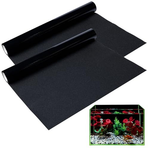 2 Stück Schwarzer Statisch Aquarium Hintergrund, Statisch Haftender Aquarium Hintergrund Schwarzer, 30*200CM PVC Aquarium-Hintergrund, Aquarium Rückwandfolie, Aquarium Folie Selbstklebend Für Aquarium
