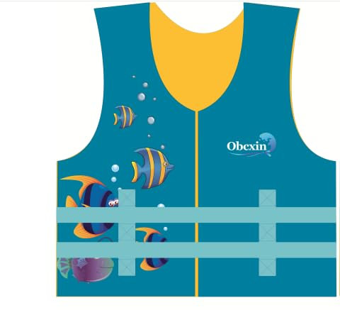 Obcxin Gilet da Nuoto per Bambini, Giubbotto da Nuoto in Neoprene - Gilet Nuoto Bambini con Cinture di Sicurezza Regolabili - Ideale per i Bambini Che Imparano a Nuotare/5-7 Anni/13-21 kg