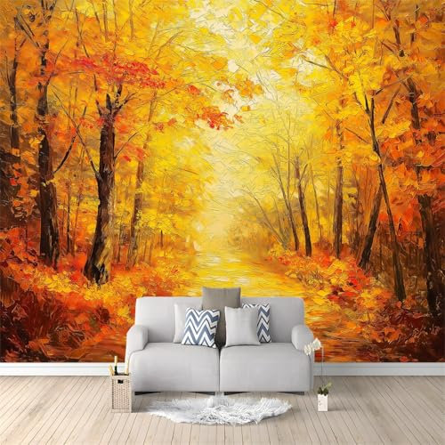 Photo Wallpaper Landscape Jungle Sunshine 200 x 140 cm 3D Wall Mural Non-Woven Premium Art Print Fleece Wall Mural Photo Wallpaper Decoration Poster for Living Room Kids Bedroom Yellow