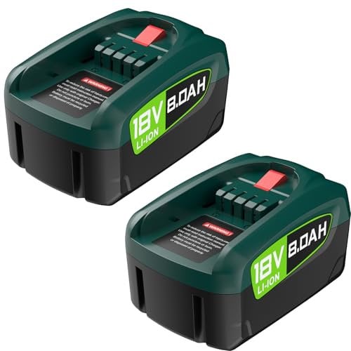 2X 18V 8.0Ah Ersatzakku für Bosch Akku PBA PSB PSR Kompatibel mit Green Werkzeugen Haus und Garden 18 Volt System, Gardena18V Akku (Nicht kompatibel mit der Bosch-Staubsauger Unlimited Serie)