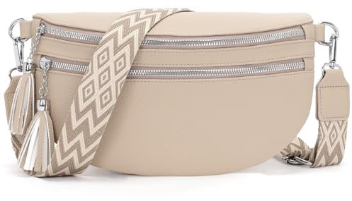 LANXINGLUO Bauchtasche Damen umhängetasche Damen mittelgroß Crossbody Bag Mit Kreditkartenfach und 2 Schultergurten Bags for Women hellkhaki