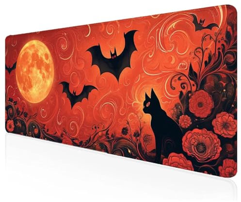 Large Mouse Mat 700x300x3mm,Gaming Mouse Pad Black,Cat Desk Mat,Extended Mousepad with Non-Slip Rubber Base,Washable Desk Pad,Waterproof Durable Mousemat for Gaming,Office,Home L-67