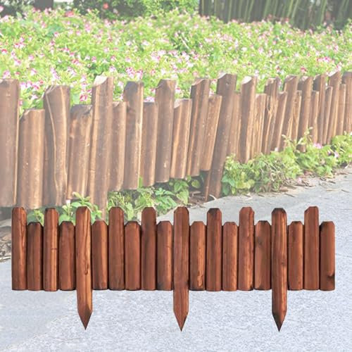 Joytar DIY-Lattenzaun aus Holz, Rasenkantenpalisade, Gartenkante aus Holz, Gartenlattenzaun, Landschaftszaunbegrenzung für Blumenbeetbarrieren und Landschaftszäune(Small)