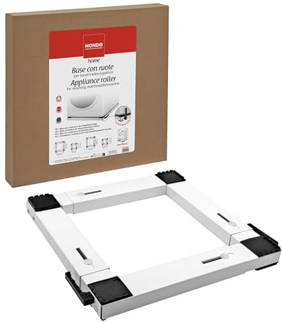 MONDO, Base con Ruote per Lavatrice e Asciugatrice, Solida Struttura in Metallo Portata Max 300 kg, Adattabile, Antivibrazioni
