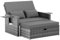 Amopatio Rattan Daybed Garden Furniture Set, Outdoor Loveseat Sofa with Storage Ottoman, Sunbed Sofa Set with Cushions/Adjustable Backrest/Retractable Trays for Balcony, Patio, Grey