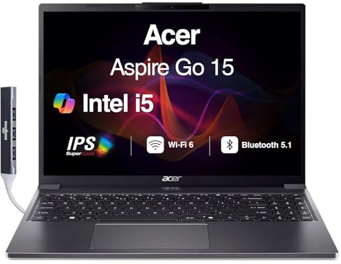 acer Aspire Ordinateur portable 15 pour étudiants et professionnels, IPS WUXGA (Intel i5-1334U, 16 Go DDR5, SSD PCIe 2 To, carte graphique Intel UHD, WiFi 6, webcam, Bluetooth 5.1, Win 11 Pro) avec