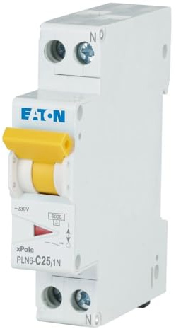 Eaton PLN6-C25/1N-DE Disjoncteur 25 A 1P+N 1 pôle + N C Caractéristique LS 1 TE une unité de division large (263284)