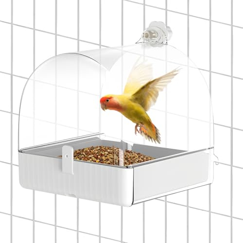 JNEYVIC Badehaus für Vogelkäfig Vogelbadewanne Gross Vogelbad Wellensittiche 18 x 16 x 16cm Badebox 3 in 1 Hängende Vogel Badewanne für Nymphensittiche Unzertrennliche Papageien Sittiche Mannikin