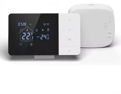 Oniissy Funk-WLAN-Thermostat für Gaskessel, für Tuya Täglich programmierbares Thermostat, Sprachsteuerung, Kindersicherungspumpe und Stellantriebssteuerung