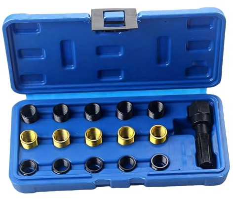 BAIFULAI 16 Stück Zündkerzengewinde Reparatur Set, M14 X 1,25 Zündkerzen Gewindereparaturset, Reparatursatz für Zündkerzengewinde, Reparatur Beschädigter Zündkerzen Gewinde an Autos und Rasenmähern
