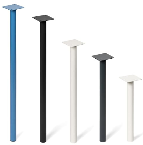 HOLZBRINK Pieds de Table 43 cm en métal Noir Ø42,4 mm (Lot de 4) – Pieds de Meuble pour Table Basse, Chevet, Banc, Meuble TV – Structure métallique, Stables, Modernes, thermolaqués – Modèle : HLT-14C