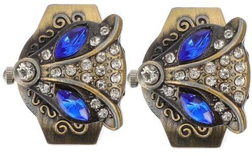 MAGICLULU 2 Stück-pack Kreative Vintage Fingeruhren für Damen und Herren mit Elastischem Zinklegierungsring Praktische Ringuhr für Alltag und Freizeit