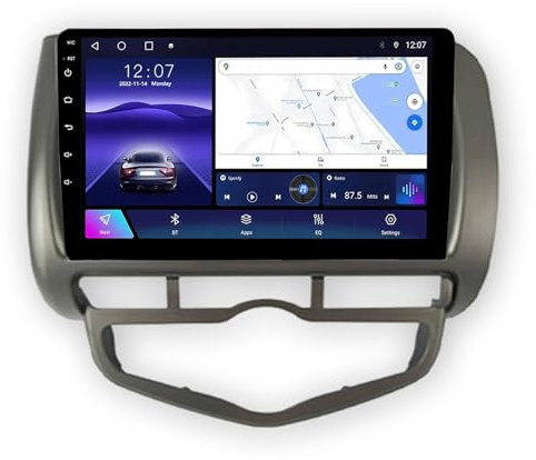 9 Pulgadas Doble DIN Android 15 Radio de Coche para Honda Fit Jazz 2002-2008 con CarPlay Cámara de Respaldo Controles del Volante GPS Navi Enlace al Espejo(B,A1 1G+32G)
