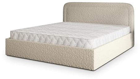 Masseno Polsterbett BENIRA Q 120x200 cm, Doppelbett, Bettkasten, Stauraum, Lattenrost Und Kopfteil - Beige, Quelle 05