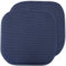 Sweet Home Collection Memory Foam Chair Cushion Honeycomb Pattern Solid Color Slip Non Skid Rubber Back Ultimate Comfort and Softness Rounded Square 16 x 16 Seat Cover,2 Pack,Navy Blue, 2 Piece