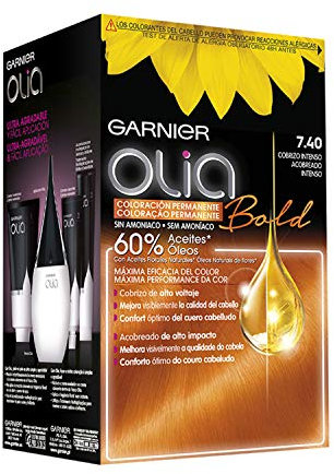 Garnier Olia Coloración Permanente sin Amoniaco, Bold Cobrizo Intenso 7.40 - Paquete de 3