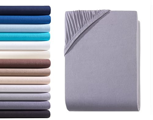 Hometex Premium Textiles Exclusive Spannbettlaken Spannbetttuch bis 25 cm Steghöhe | Bettlaken 100% Baumwolle | Extra starker Stoff 160 g/m² | Oeko-TEX® Made IN Green | 120-130x200 cm | Grau