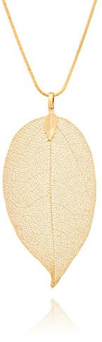 Selia farbenfrohe Sommer Trend Halskette in Blatt Optik - Elegant floral hängende BOHO Anhänger Kette- Natürliche bunte Beach Necklace für Damen (Gold)