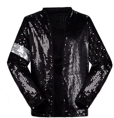 Shuanghao Kostüme Pailletten Lose Anzugjacken für Erwachsene Kinder Weihnachten Halloween Cosplay Rollenspiel Partys Tänze Retro Punk Männer Frauen Kleidung Schwarz (H:175-185cm W:70-78kg, Erwachsene)