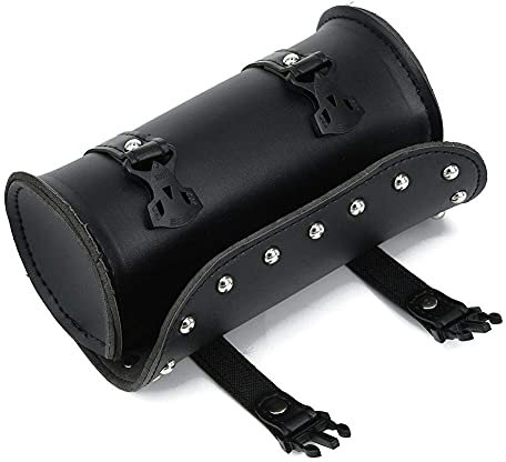 DEBBD Motorrad Cruiser Werkzeugtasche Gabel Tonnenform Lenker Gabel Tasche Schwarz