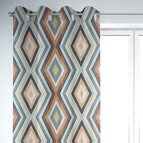 SCHÖNER LEBEN. Vorhang geometrisch Ethno Raute Creme bunt 245cm, Gardinen Aufhängung:Ösen