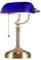 Newrays Blau Glass Bankers Schreibtischlampe mit Zugketten Schalter Steckvorrichtung,Grünes Bronze-Finish