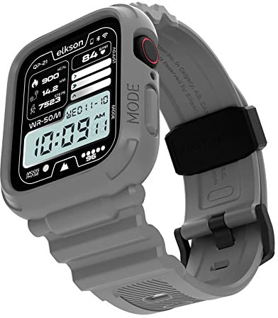 elkson Quattro Pro – Coque Antichoc pour Apple Watch de 45 mm et 44 mm – Bracelets Robustes pour Homme pour Apple Watch SE et iWatch Series 9 8 7 6 5 4, Coques de Protection Sportives Militaires