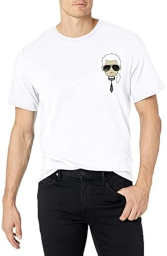 KARL LAGERFELD Classic Karl Character Short Sleeve Crew Neck T-Shirt, Blanc/Jardin Opulent, L Homme