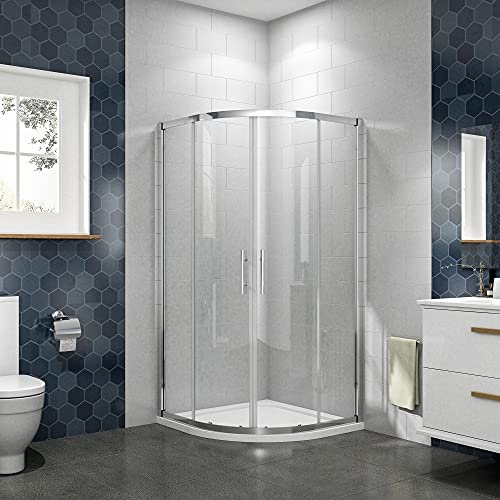 Porta Scorrevole per Box Doccia Semicircolare Alto 195 cm Misura 90x90 cm in Vetro Temperato Trasparente da 6 mm Anticalcare Profilo Cromato Lucido