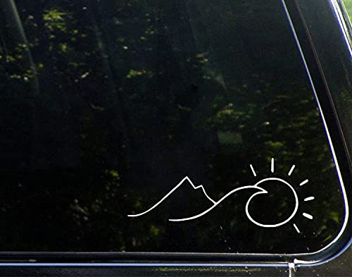 17.5x7cm Ocean Mountain Sun Wave Beach Surf Ski Vinyl Decal Sticker Cars Trucks Window Walls Laptop Bumper White