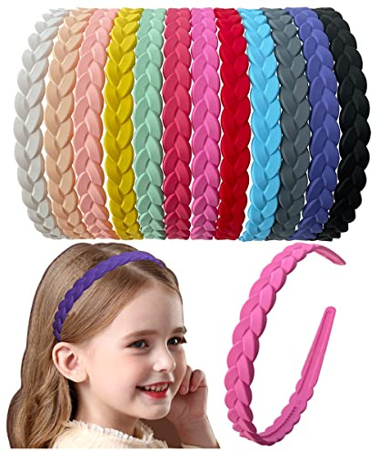 Springtime 12pcs Colorful Headbands for Girls Women Pigtail Hairbands With Teech Plastic Hard Hair Hoops