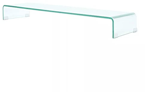 SKM Mobile/Rialzo Porta TV in Vetro Trasparente 100x30x13 cm