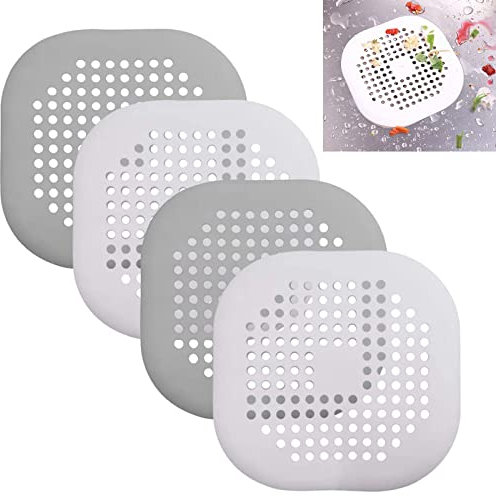 Kelio, Filtro per Lavello in Silicone,4 protezioni per scarico,filtri per scolo per capelli,Filtro di Scarico con Ventosa per Lavello,Filtro Scarico Ventosa Adatto per Cucina, Vasca e Bagno