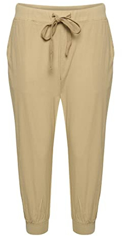 KAFFE Caprihose Naya Caprihose Damen Sommer Casual 3/4 Sommerhose High Waist Capri Hose Mit Kordelzug Classic Sand 46