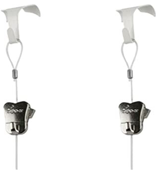 White Moulding Hooks for Picture Hanging with Perlon Clear Cable Cord & Zipper Hooks Traditional Dado Rail Hook for Hanging Picture Frame Art Work Frame Cable Wire Rope Kit Pack of 4.